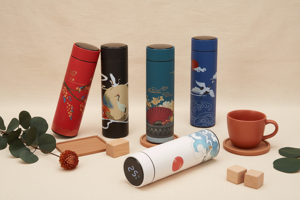 DailyNest Smart Thermos Flask - premium showcase of all 5 colour variants