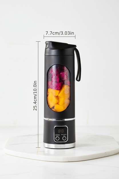 Premium portable blender dimensions shot on marble surface with luxury studio lighting